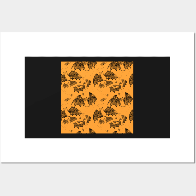 Orange and Black Lace Bats Wall Art by JamieWetzel